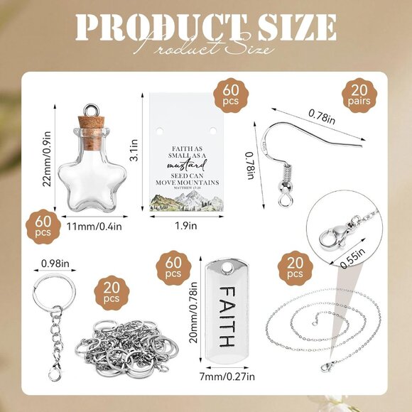 Christian Faith DIY Gift Set with Mustard Seed Jewelry and Keychains - Picture 3 of 7